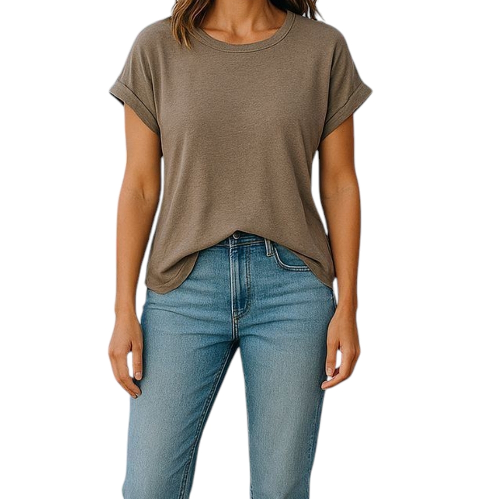 Cupio Cuffed Sleeve Tunic Tee Medium